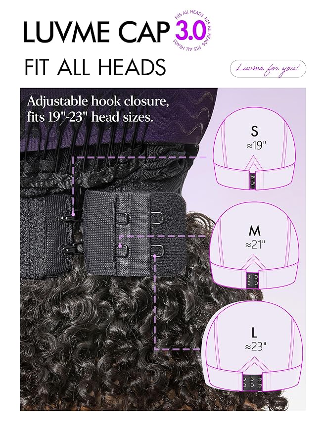 LUVME HAIR 7x6 HD Lace All-Day Comfort Burmese Messy Curly Wig PartingMax Lace Wigs Lace Front Wigs Human Hair Pre Cut Plucked Lace Frontal Glueless 22 Inches Natural Black Color