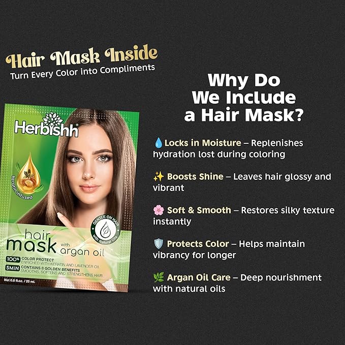 Herbishh Hair Color Shampoo for Gray Hair ? Natural Hair Dye Shampoo ? Colors Hair in Minutes ? Lasts Up To 3-4 Weeks ? 500ML ? 3-In-1 Hair Color ? Colors Cleanses and Conditions (Black)