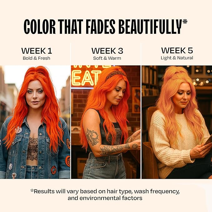 Overtone Semi Permanent Hair Color Conditioner Poppy Orange 8 oz Nourishing Damage-Free Color Depositing Mask for All Hair Types with Shea Butter &amp Coconut Oil Vegan &amp Cruelty-Free