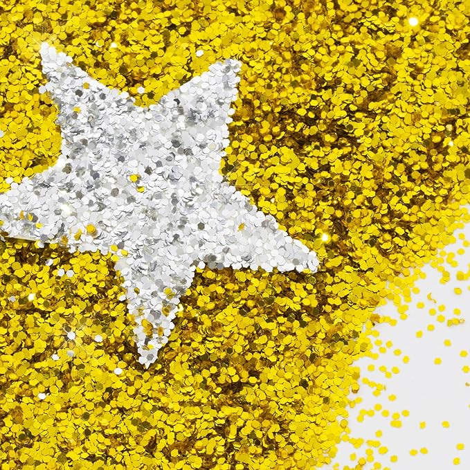 BAZIC Products Glitter Shaker 1 LB Iridescent Metallic Color Sparkling Powder in Large Jar for Slime Paints Crafts Nail Art Polish Skin Halloween Party 12-Pack