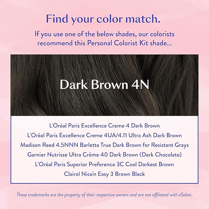 eSalon Permanent Hair Color &amp Hair Dye Kit - Dark Brown - Personal Colorist for Up To 100% Gray Coverage All Hair Types - Professional-Grade Ammonia-Free Dye