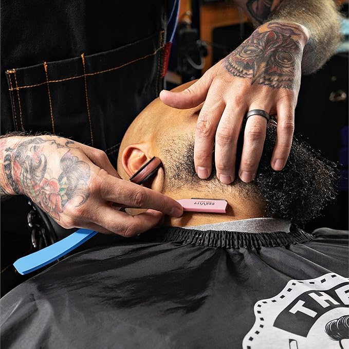 GRAVITY RAZORS Professional Straight Razor Kit ? Minimal Exposure Includes 10 Premium Blades 2mm Exposed Cotton Candy