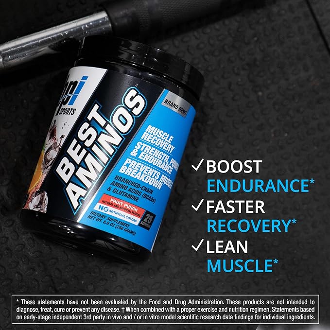 BPI Sports Best Aminos - BCAA Powder Post Workout &amp Glutamine Recovery Drink with Branched Chain Amino Acids for Hydration &amp Recovery for Men &amp Women - Fruit Punch - 25 Servings