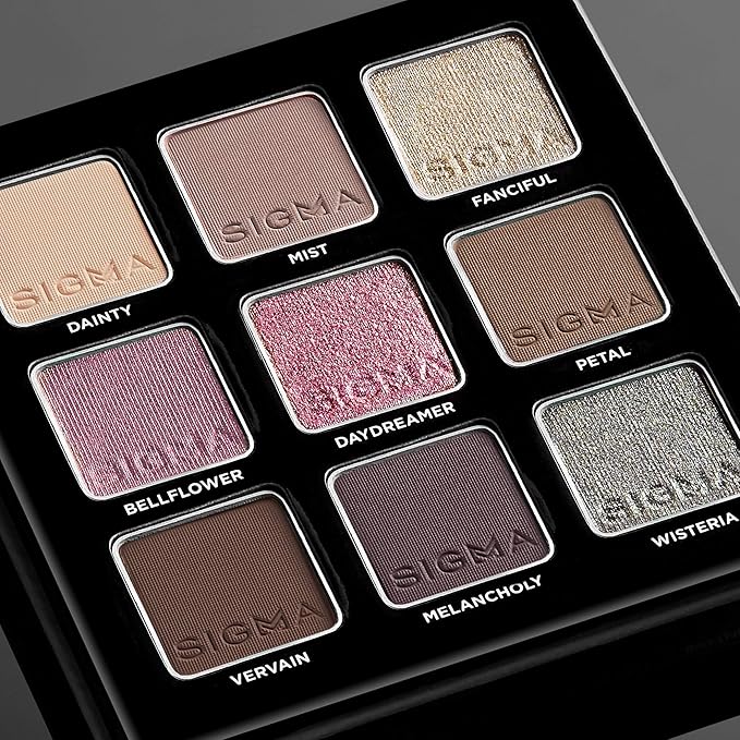 Sigma Beauty On-the-Go Eyeshadow Palette - Hazy - 9 Bold Eyeshadow Shades in Matte Shimmer and metallic Finishes - Highly Pigmented Vegan Eye Makeup Palette - Clean Beauty Products
