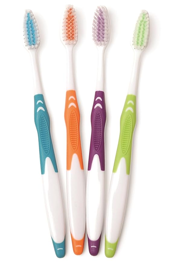 FRESHMINT Individually Wrapped Bulk Premium Toothbrushes (100 Pack) Oversized Easy Grip Rubber Handle Soft Multi Color Nylon Bristles Perfect for Travel Hotel Donation