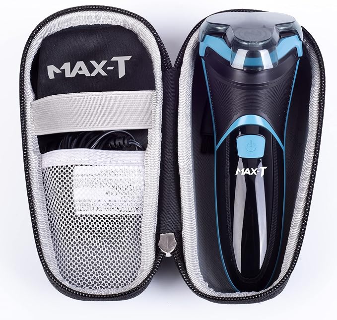 MAX-T Electric Shaver for Men Cordless Electric Razor with Travel Case Wet &amp Dry Use Men's Razor with Pop-Up Trimmer 3D Rechargeable IPX7 Waterproof Rotary Shaver