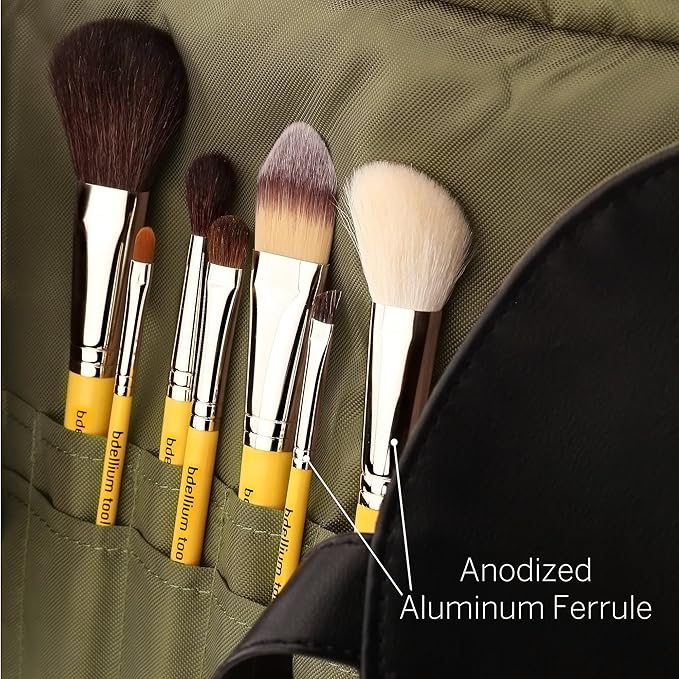 Bdellium Tools Professional Makeup Brush Studio Series - Basic 7pc. Brush Set with Roll-Up Pouch