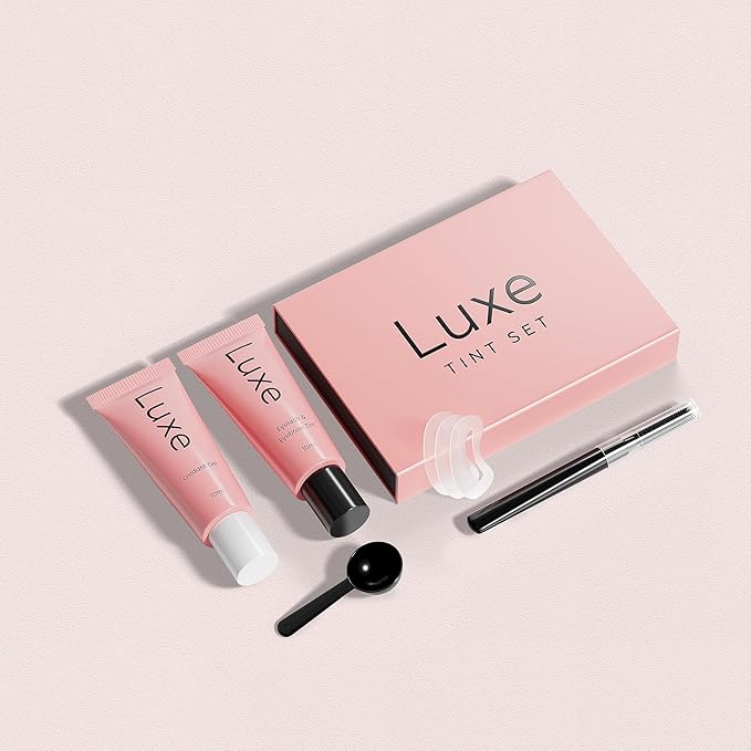 Luxe Cosmetics- Black Color Set for Lashes and Brows - Long Lasting Temporary Color (Up to 4 Weeks) - Vegan &amp Cruelty-Free - for Salon &amp Home Use