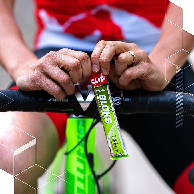 CLIF BLOKS - Salted Watermelon Flavor with 2X Sodium - Energy Chews - Non-GMO - Plant Based - Fast Fuel for Cycling and Running - Quick Carbohydrates and Electrolytes - 2.12 oz. (18 Count)