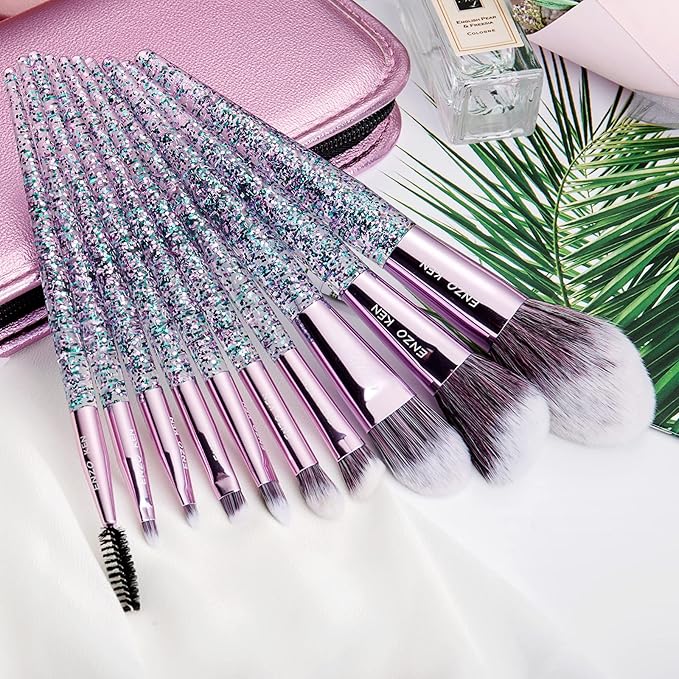 Glitter Makeup Brushes Set with Case Vegan Makeup Brush Set Professional Colorful Cosmetic Brushes Makeup Set Make up Brush Vegan Make up Brushes Set Professional Makeup Brush Set Vegan