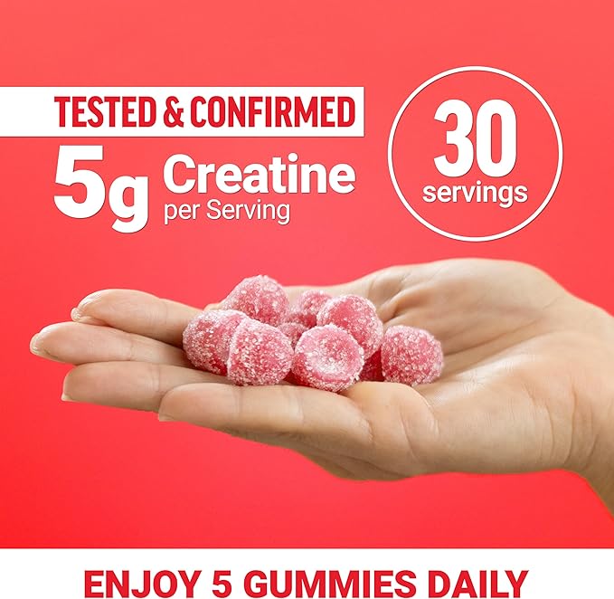 Force Factor Creatine Monohydrate Gummies 5g Dose for Men &amp Women to Support Muscle Strength Recovery Cognitive Health &amp Memory Watermelon 150 Gummies