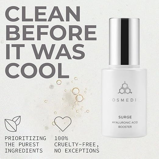 COSMEDIX Surge Hyaluronic Acid Booster for Face - Ultra Hydrating Face Serum with Vitamin C &amp Niacinamide Softens Brightens &amp Moisturizes Skin - Facial Skin Care Product for Fine Lines &amp