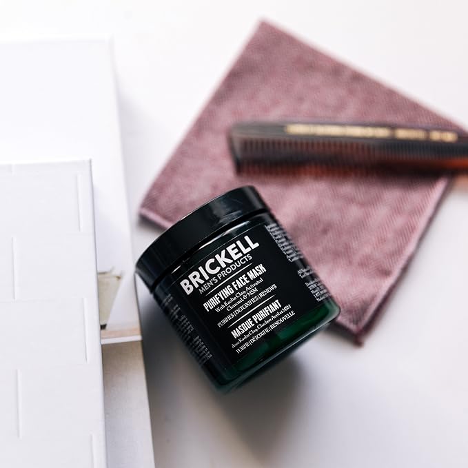 Brickell Men's Purifying Charcoal Face Mask Skin Care Product Natural and Organic Activated Charcoal Facial Mask With Detoxifying Kaolin Clay 4 Ounce Unscented