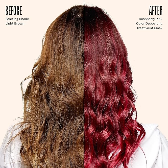 Overtone Semi Permanent Hair Color Conditioner Raspberry Pink 8 oz Nourishing Damage-Free Color Depositing Mask for All Hair Types with Shea Butter &amp Coconut Oil Vegan &amp Cruelty-Free
