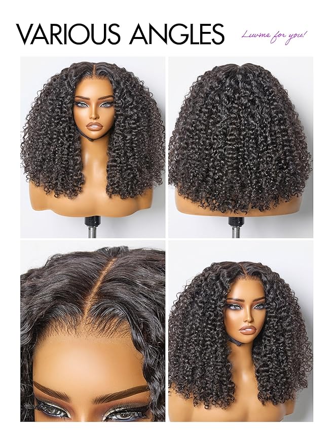 LUVME HAIR 7x6 HD Lace All-Day Comfort Burmese Messy Curly Wig PartingMax Lace Wigs Lace Front Wigs Human Hair Pre Cut Plucked Lace Frontal Glueless 22 Inches Natural Black Color