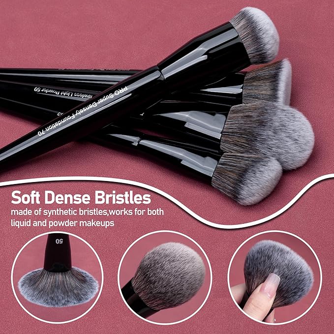 Bueart Design 19Pcs Professional Grade Labeled Makeup Brushes Set Large Foundation Powder Contour Concealer eyeshadow Blush EyeLiner Make up BrushesPremium Synthetic hairVegan Cruelty-free