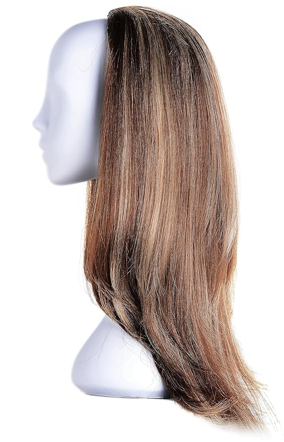 OneDor 22 Semi Curly Hair Women Ladies 3/4 Half Wig Premium Japanese Synthetic fibers Wigs with Secured Mesh Head Cap (R1224B)