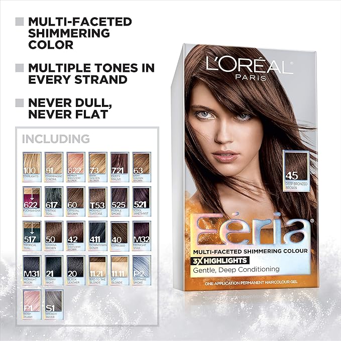 L'Oreal Paris Feria Multi-Faceted Shimmering Permanent Hair Color 40 Espresso Hair Dye Kit Pack of 2