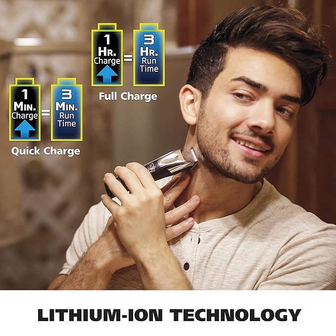 Wahl USA Rechargeable Lithium Ion All in One Beard Trimmer for Men with Detail and Ear &amp Nose Hair Trimmer Attachment ? Model 9854-600B