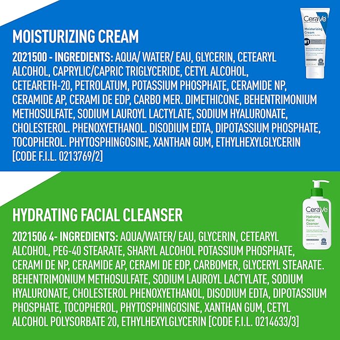 CeraVe Hydrating Skin Care Set 8oz Moisturizing Cream &amp 8oz Hydrating Facial Cleanser Ceramides + Hyaluronic Acid Moisturizer and Face Wash Accepted by National Eczema Association