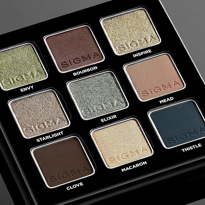 Sigma Beauty On-the-Go Eyeshadow Palette - Ivy - 9 Bold Eyeshadow Shades in Matte Shimmer and Metalic Finishes - Highly Pigmented Vegan Eye Makeup Palette - Clean Beauty Products