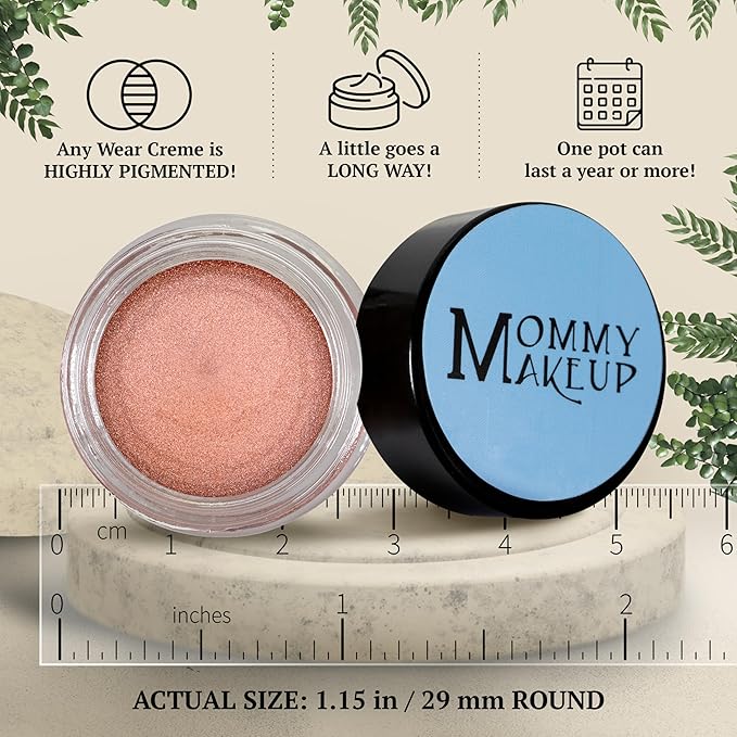 Mommy Makeup Any Wear Creme Eyeshadow - Waterproof Crease-Proof Long Lasting High Pigment Oil-free - Cream to Powder for Eyes Cheeks &amp Lips (Gilded Rose)