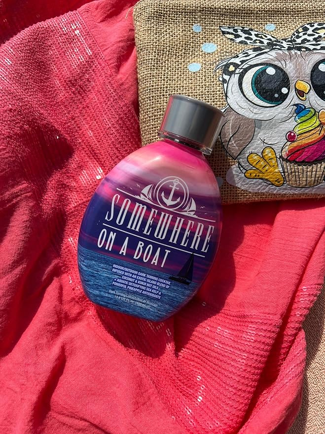 Somewhere On A Boat Tanning Lotion for Indoor Tanning Beds/Outdoor Sun Tan Dark Tanning Bed Lotion w/Coconut Oil Pineapple &amp Shea Butter 13.5oz - White Lotion NO Bronzer