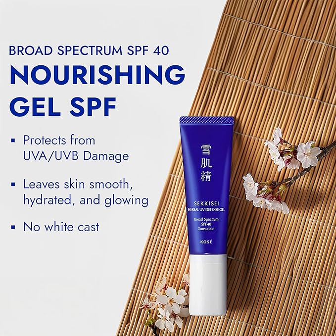 SEKKISEI Herbal UV Defense Gel for Face Broad Spectrum Sunscreen SPF40 1 Ounce