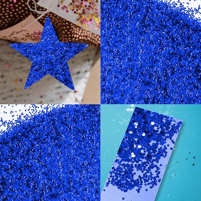 BAZIC Products Glitter Shaker 1 LB Blue Color Sparkling Powder in Large Jar for Slime Paints Crafts Nail Art Polish Skin Halloween Party 12-Pack