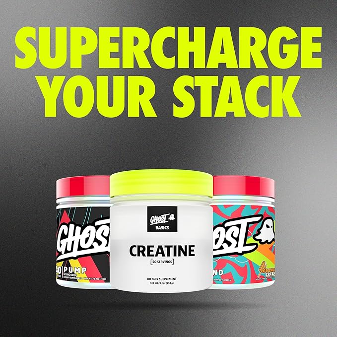 GHOST Basics Creatine Monohydrate Powder for Men &amp Women ? 5G Creapure Creatine Workout Supplement for Muscle Gain ? Vegan Soy Free &amp Gluten Free - 50 Servings