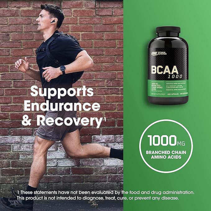 Optimum Nutrition Instantized BCAA Capsules Keto Friendly Branched Chain Essential Amino Acids 1000mg 400 Count