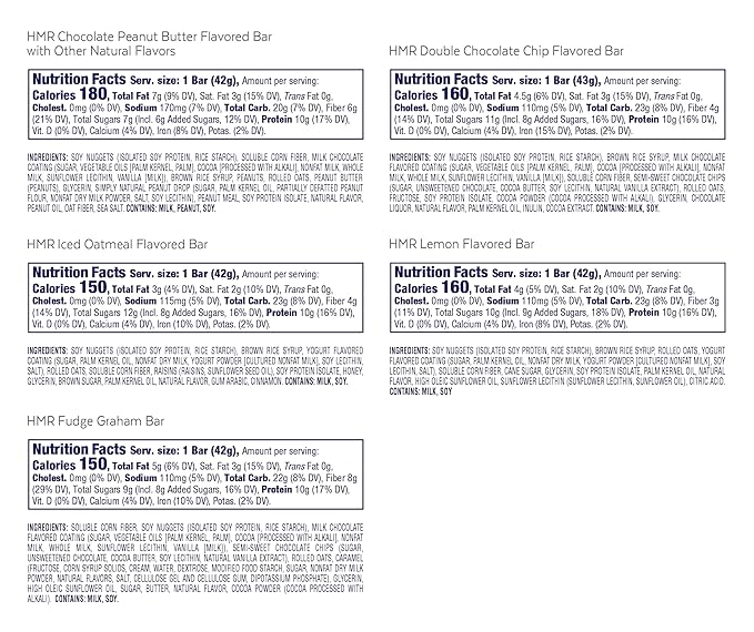 HMR Bar Variety Pack of Protein Bars | Nutritious Snack to Support Weight Maintenance | Low Calorie Dessert | 10g of Protein | 5 Assorted Flavors 24 Count