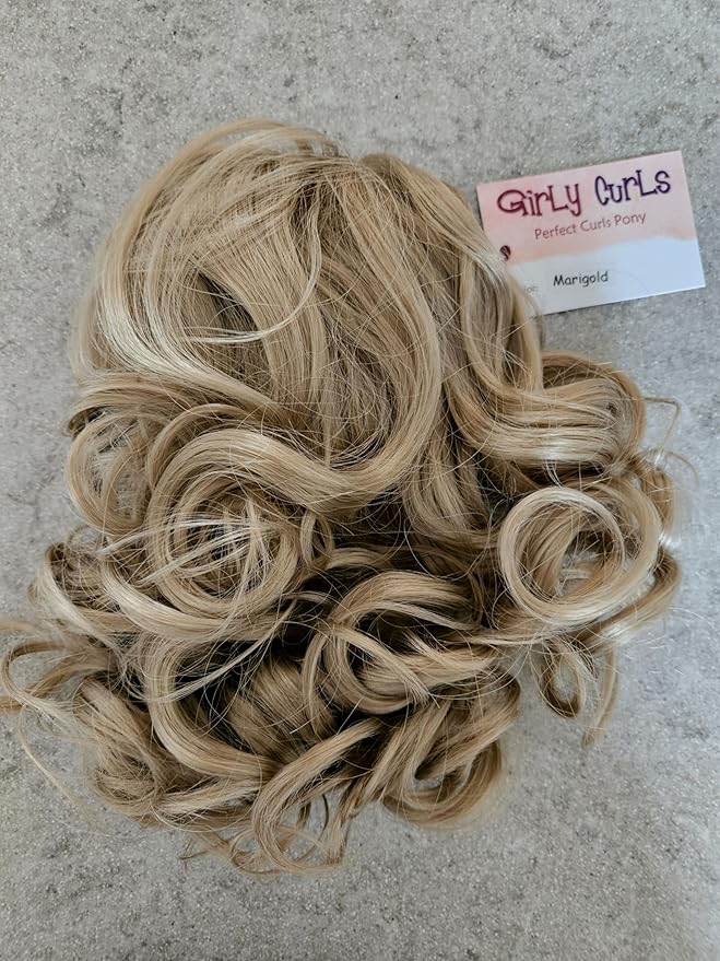 Perfect Curls Cheerleader Hairpiece 14 inch Curly Ponytail Hairpiece for Young Girls (Marigold)