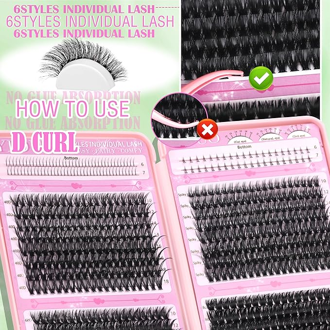 Lashes Clusters Kit 1846Pcs Bulk Packs Volume False Eyelash Extensions D Curl Wispy Individual Eyelashes Volume Studio Effect Wholesale Large Pack with Glue&ampSeal|Tweezers|Removers|Cleanser