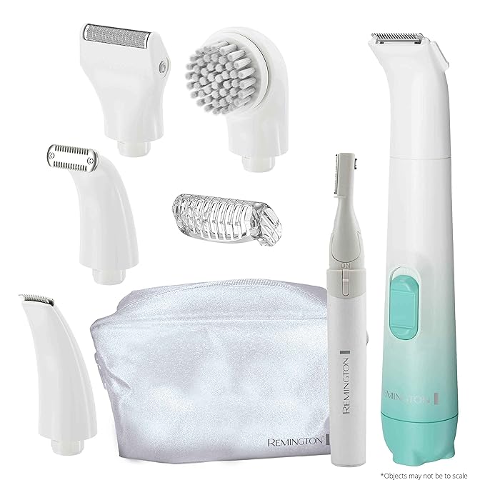Remington Smooth &amp Silky Body &amp Bikini Kit Cordless bikini trimmer and shaver for women Waterproof for grooming in the shower White/Green