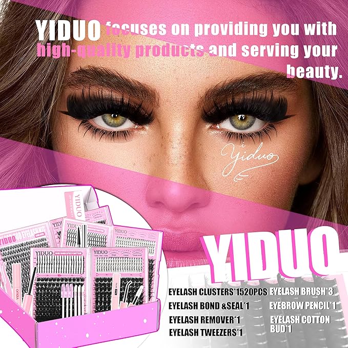 6 Styles Mix Lashes Clusters Kit 3 Box Cluster Lash Book Kit with 2X Bond&ampSeal 1520Pcs 100D/200D/300D Volume Individual Eyelash Extension Gift Packs for Beginners. DIY at Home Easily