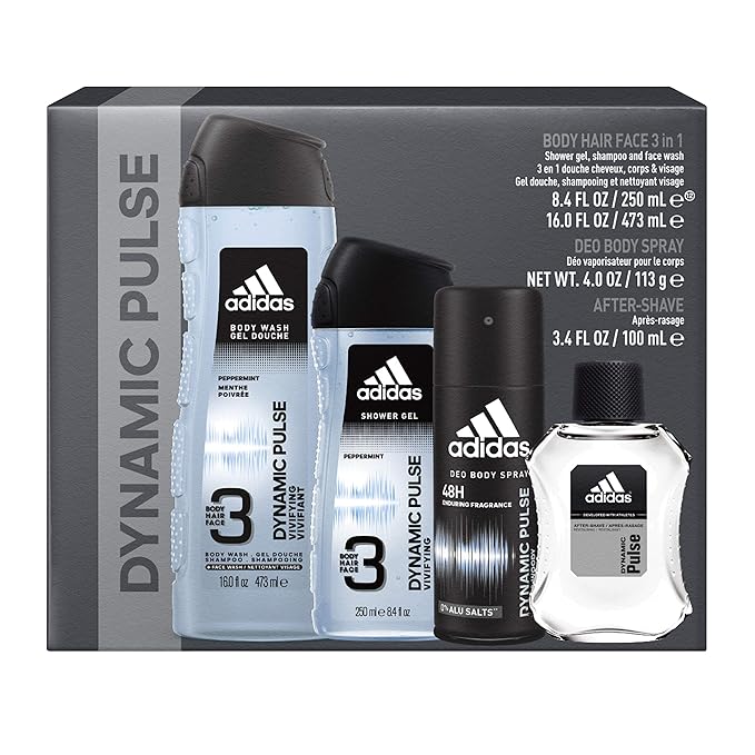 Adidas Dynamic Pulse Men's 4 Piece Gift Set Total Retail Value $18.00