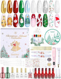 beetles Gel Polish Merry Glitzmas 2025 Christmas Advent Calendar ? 24 Days Christmas Countdown Nail Art Set with Mini LED Nail Lamp Base Top Coat and Festive Holiday Surprises Gifts for Women Girls