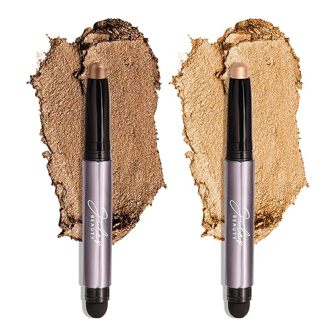 Julep Eyeshadow 101 Cr?me-to-Powder Waterproof Eyeshadow Stick Duo ? Long-Lasting Crease-Proof Easy Apply with Built-in Smudger - Bronze Shimmer and Warm Gold Shimmer
