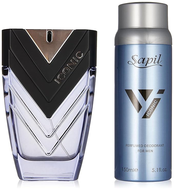 Sapil Perfumes ?œIconic??for Men Giftset ? Long lasting Enticing scent for everyday from Dubai ? Aromatic Woody scent ? EDP 3.4 Oz (100ml) + Deo 5.1 oz (150ml)