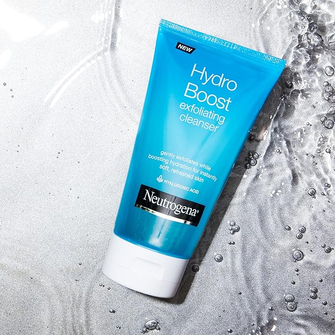 Neutrogena Hydro Boost Gentle Exfoliating Daily Facial Cleanser with Hyaluronic Acid Clinically Proven to Increase Skin's Hydration Level Non-Comedogenic Oil- Soap- &amp Paraben-Free 5 Oz 3 Pack