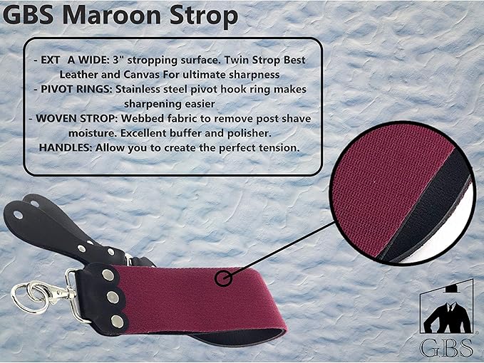 GENTS Professional 3??x 26??Straight Razor Strop - Premium Genuine Leather &amp Canvas Barber Strop with Stainless Steel Hook - Traditional Wet Shaving Razor Sharpener