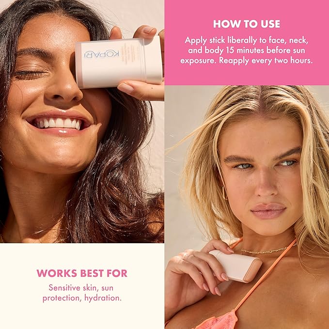 Kopari PURE PROTECT 100% Mineral Sunscreen Stick SPF 50+ Clear Zinc Oxide Face and Body Sunscreen with Hydrating Argan Oil Shea Butter Sheer Finish Ultra-Portable for Easy Reapplication