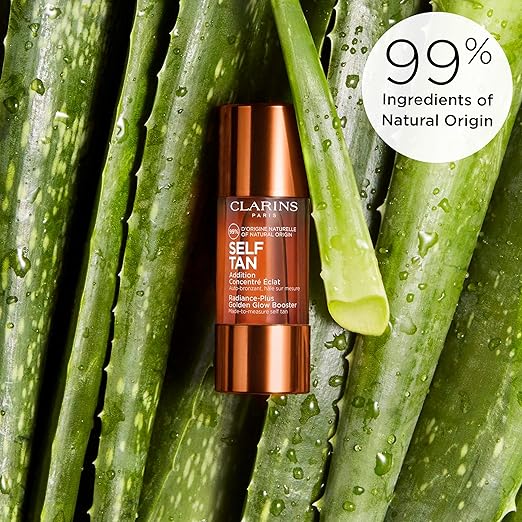 Clarins Self Tanning Face Booster | Self Tanning Drops For Face To Mix With Moisturizer | Natural Long-Lasting Streak-No Buildable Tan | Hydrates | Non-Staining | 99% Natural Ingredients | 0.5 Oz