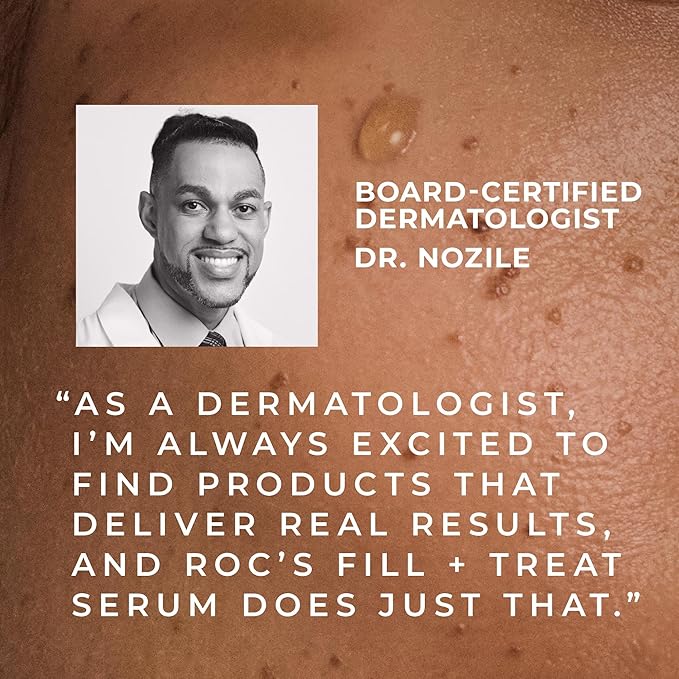 RoC Derm Correxion Fill + Treat Advanced Retinol Serum Wrinkle Filler Treatment with Hyaluronic Acid for Crow's Feet 11 Wrinkles &amp Laugh Lines (.5 fl oz) with Retinol Packette (Packaging May V