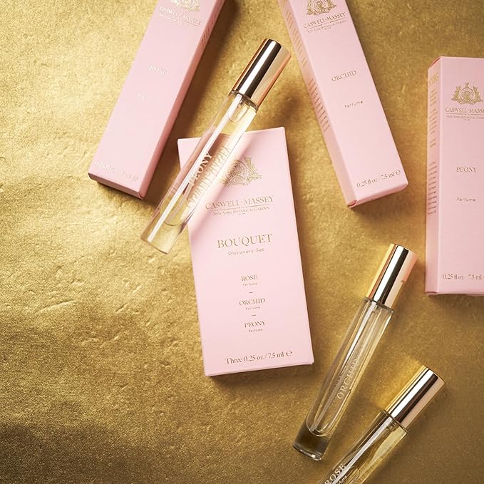 Caswell-Massey Bouquet Discovery Set ? Includes Peony Orchid &amp Rose ? Travel Size Perfume for Women Vibrant Floral Scents ? Botanical Perfume Gift Set ? Made in USA 0.25 Fl Oz Each