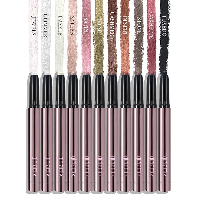 Girlactik Creamy Eyeshadow Stick- Long Lasting and Water-Resistant Shimmering and Matte Colors Eye Shadow Stick Makeup Built-in sharpener - 2 g / .07 oz (Satini)