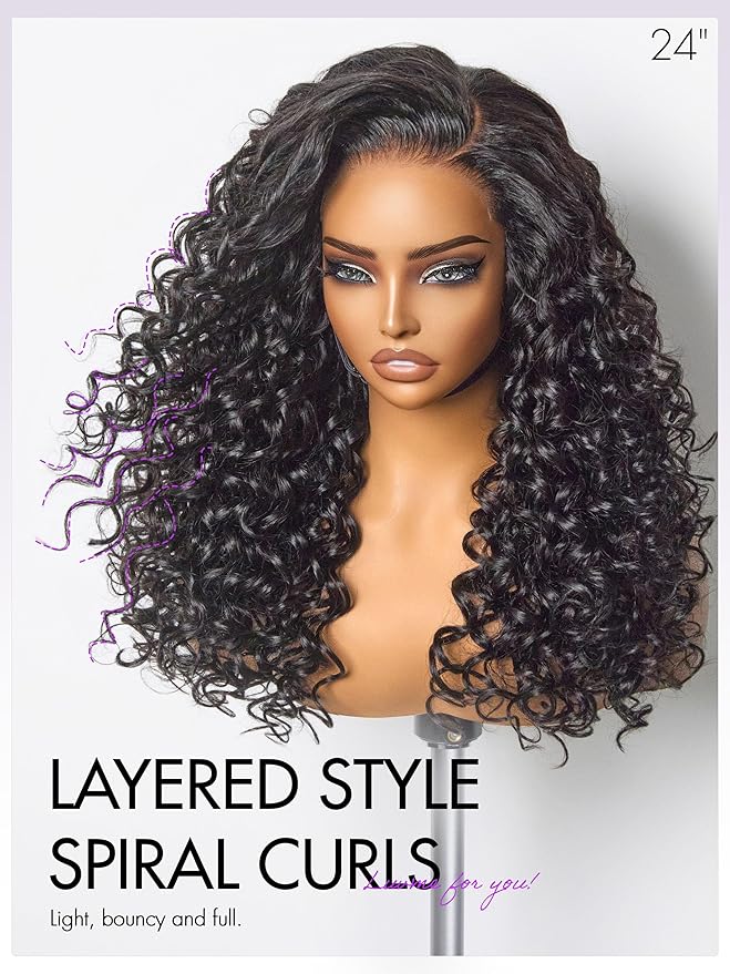 LUVME HAIR All-Day Comfort 5X5 Bouncy Curly 180% Density Glueless Wigs Human Hair Pre Plucked Pre Cut Long Black Wig Lace Closure Wigs Frontal Wigs Human Hair Layered Curly