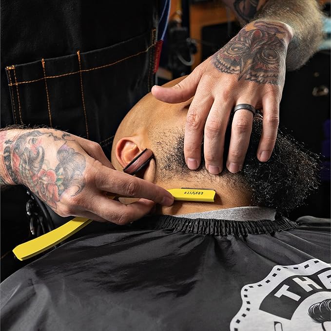 GRAVITY RAZORS Professional Straight Razor Kit ? Minimal Exposure Includes 10 Premium Blades 2mm Exposed Yellow