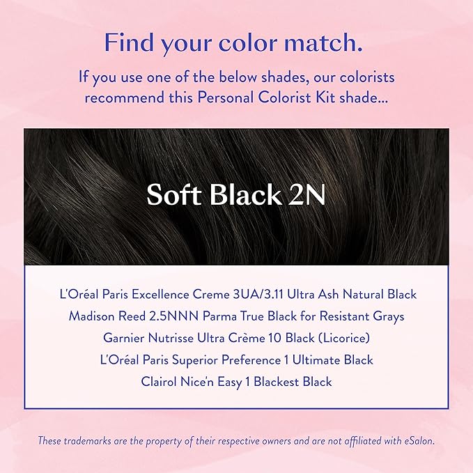 eSalon Permanent Hair Color &amp Hair Dye Complete Kit - Soft Black - Personal Colorist Kit for Up To 100% Gray Coverage for All Hair Types - Professional-Grade Ammonia-Free Hair Dye